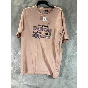 Cotton:On Men's Dirty Pink Eat Your Greens Tbar Art Short-Sleeve T-Shirt SZ XL